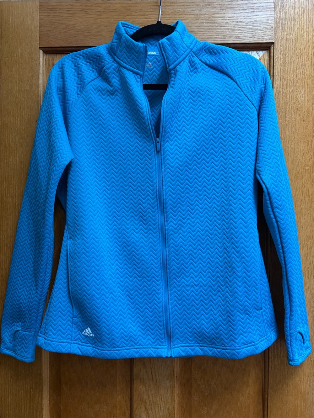 adidas women's Bright Aqua Chevron Full-Zip Golf Jacket